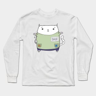 CAT GRAPHIC DESIGNER, KITTY WEB DESIGN, 3D, INTERIOR EXPERT, GREAT GIFT FOR HIM, SWEET KITTEN Long Sleeve T-Shirt